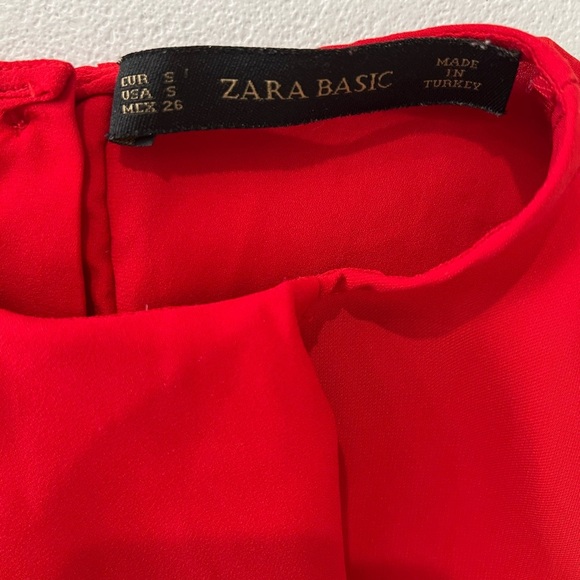 ZARA Women casual Blouse ruffle Red Sleeveless Top Size S - Picture 7 of 8